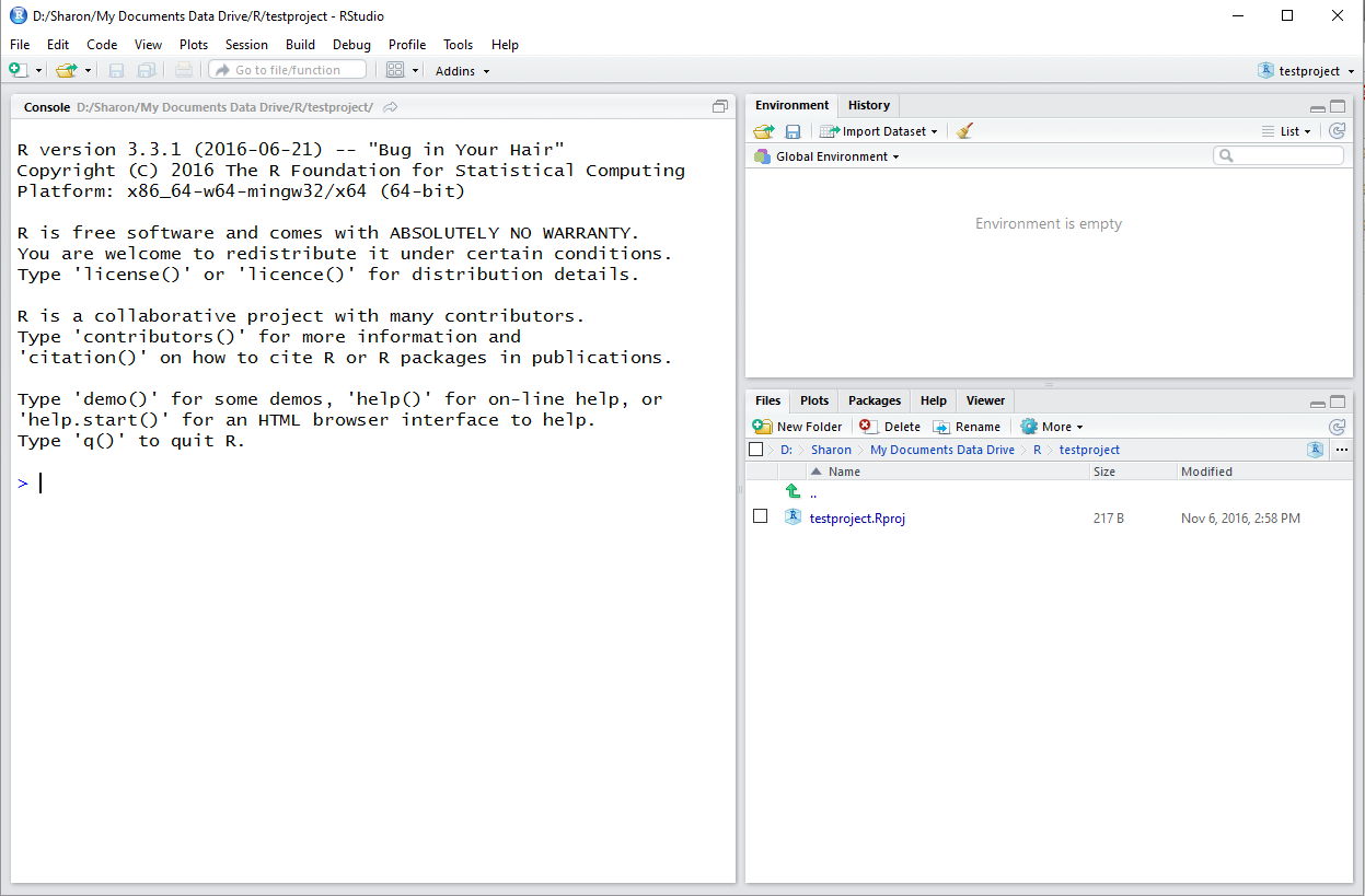 Figure 2.2: New project in RStudio